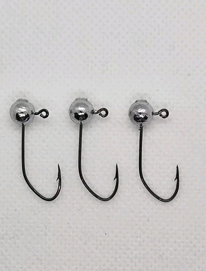 100 pcs 1/32 oz Lead Ball Jig Head Eagle Claw Black Platinum #4