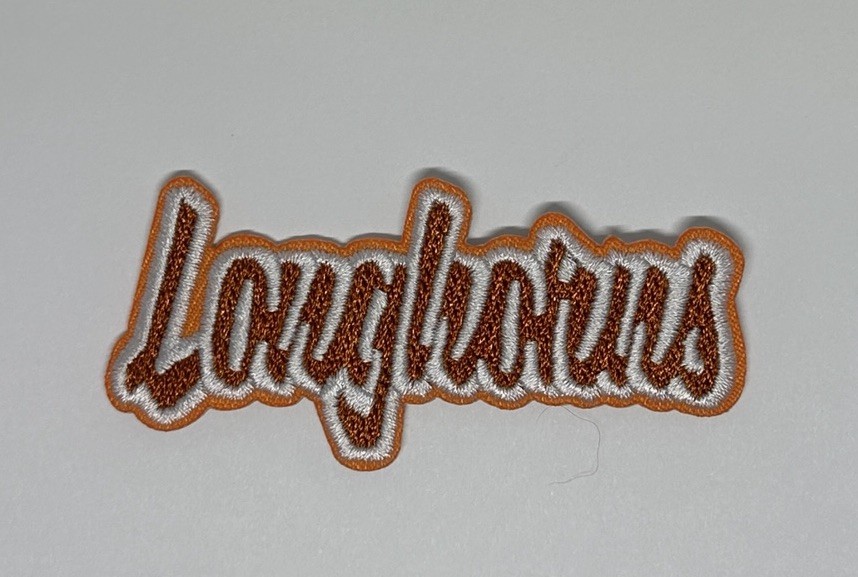 Texas Longhorns Patch Script  3” X 1.5” Iron On Embroidered Hook’em