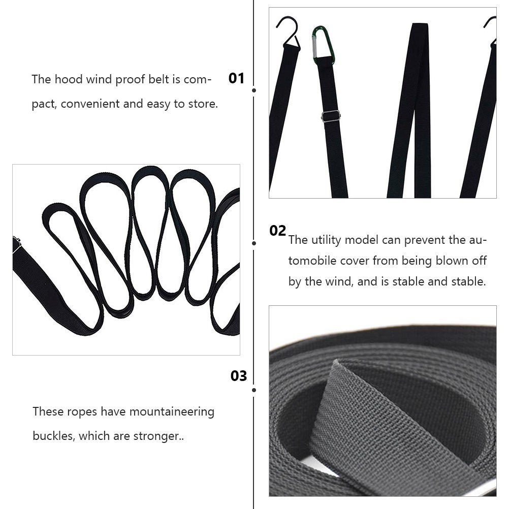 2 Pcs 4.4m Straps Wind Protector Elastic Adjustable Rope Protect Rope