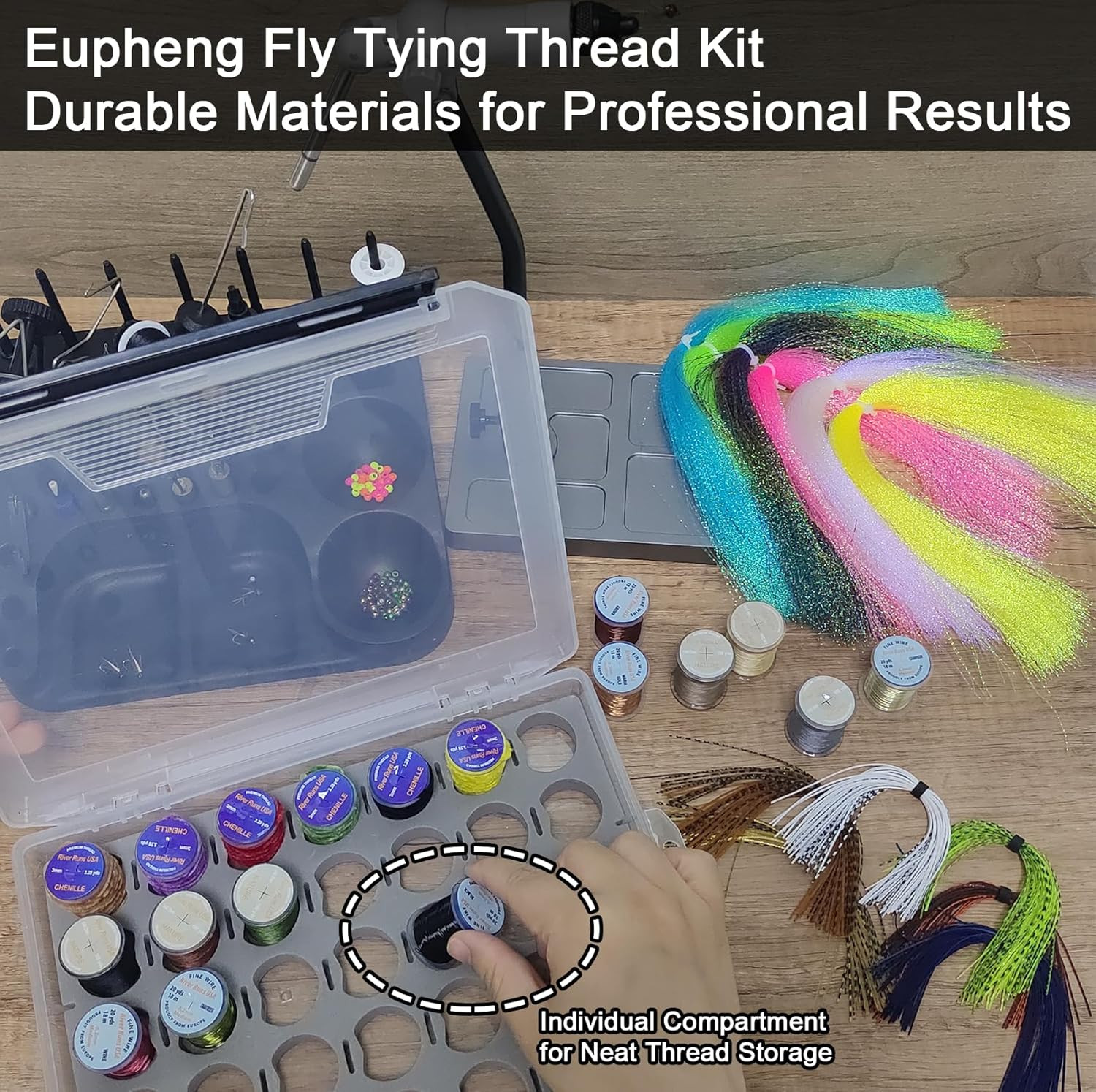 Fly Tying Material Kit for Beginners & Advanced • Primetie Fiberbox • Realistic