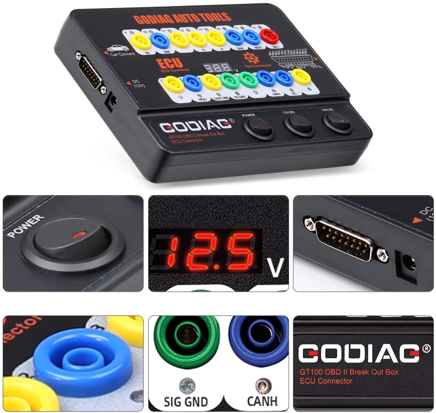 GODIAG GT100 OBDII Protocol E-CU Detector OBD2 Break Out Box Bench Connector