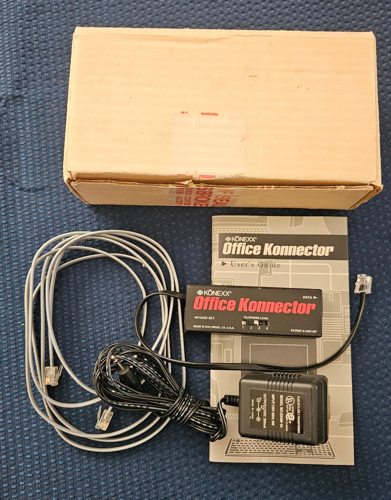 Konexx Office Konnector with power adapter and RJ-11 telephone cable