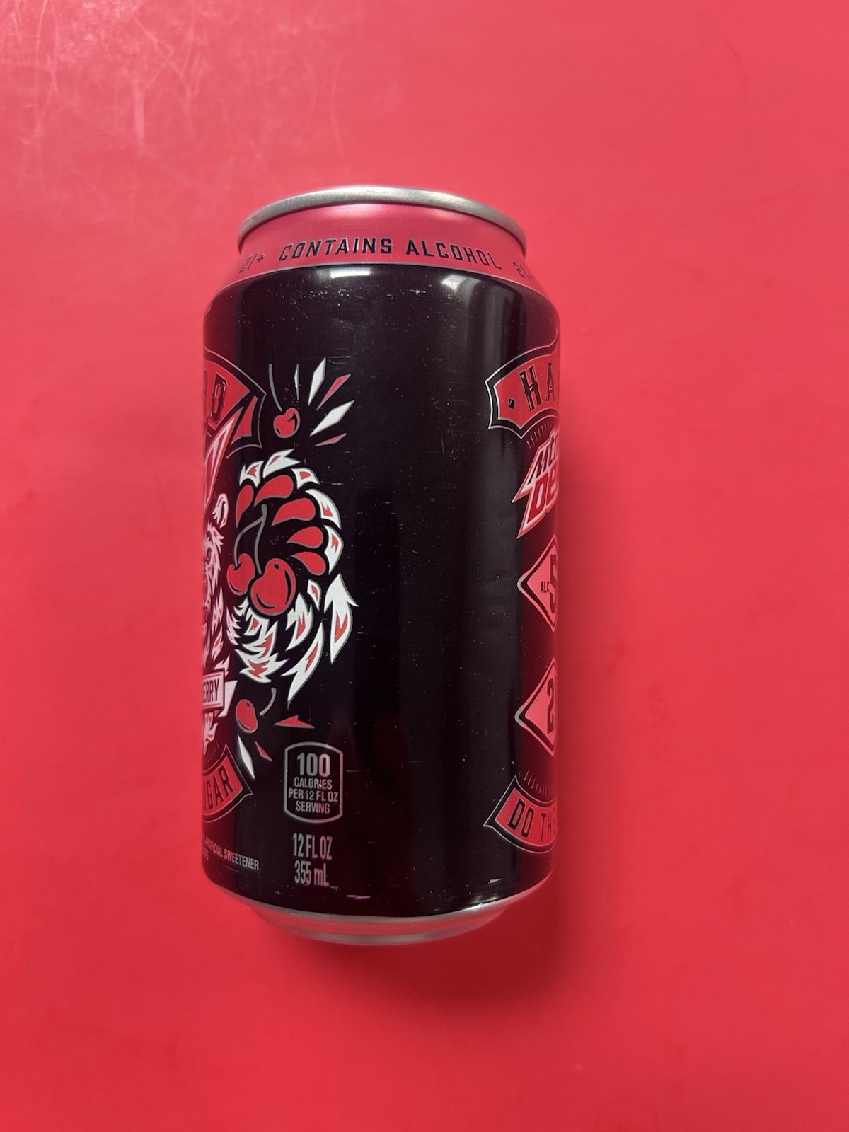 Mountain Dew HARD Black Cherry Zero Sugar Empty Bottom Opened 12oz Can