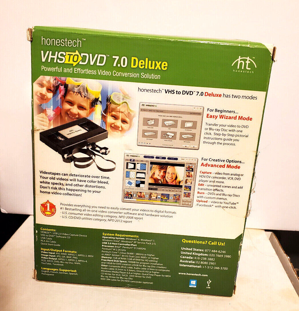 Honestech VHS to DVD/BLU-RAY 7.0 Deluxe Video Conversion Solution USB Windows