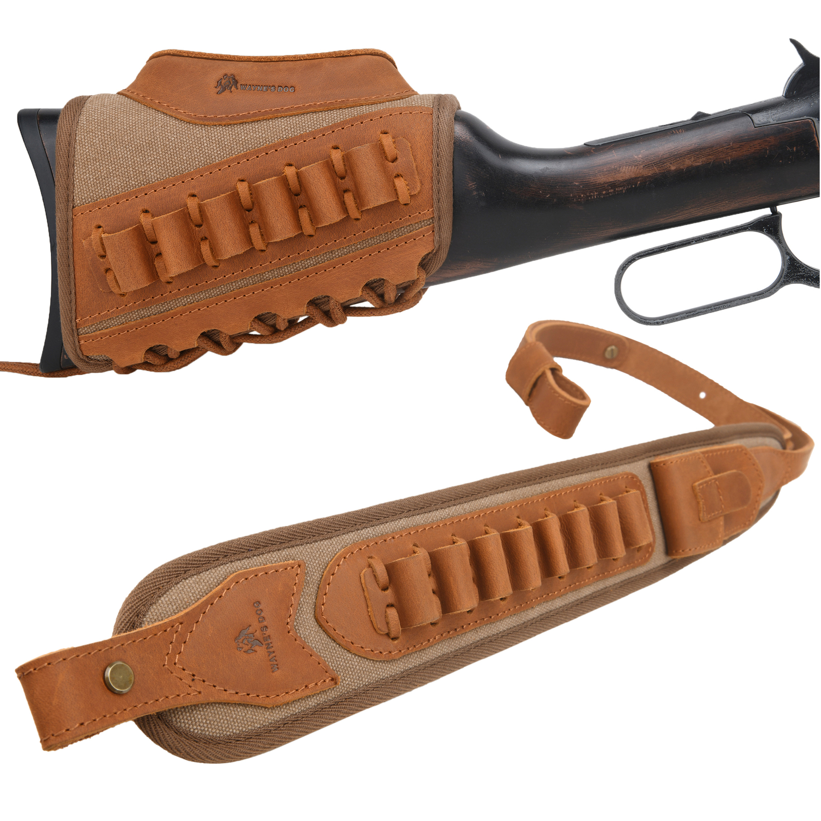New Gun Shell Holder Sling Strap .22LR .30/30 .308 with Matched Gun Buttstock