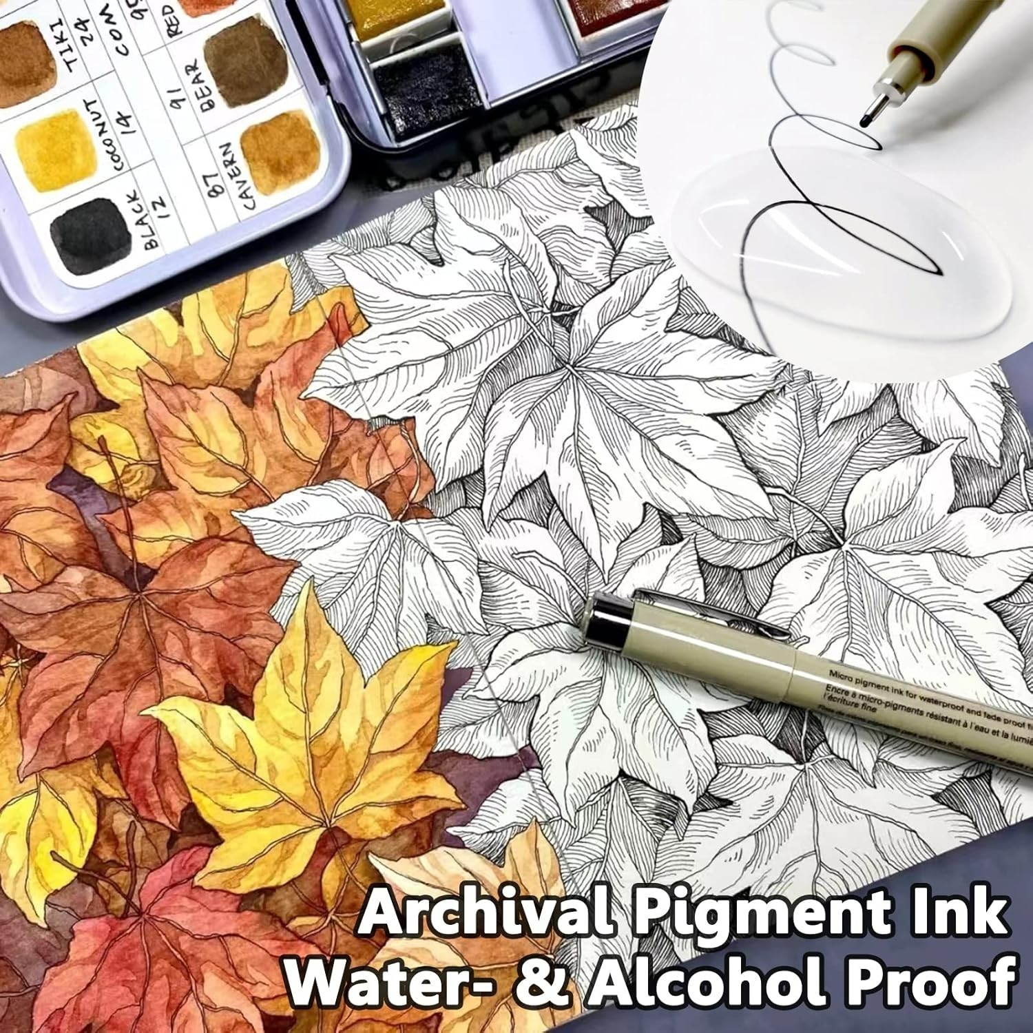 Muchcute 12 Black Fine Line Waterproof Art Pens - Perfect for Artists & Kids