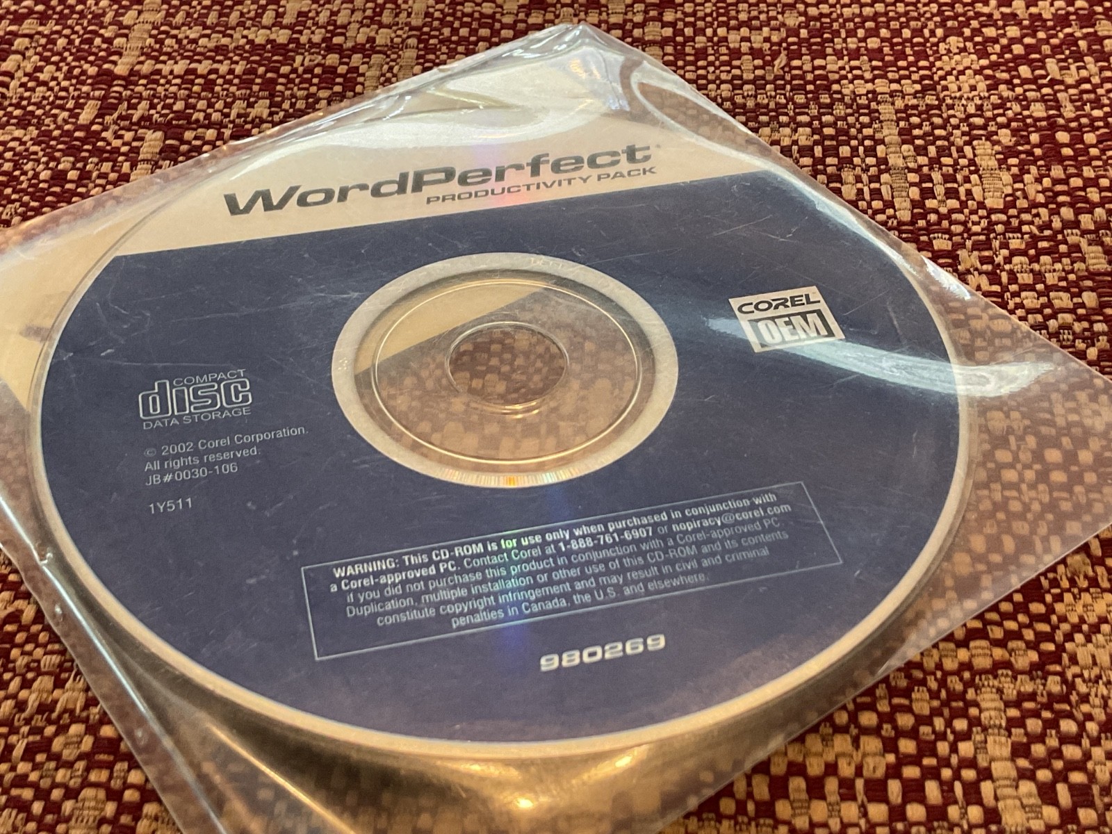 WORD PERFECT Productivity Pack Corel OEM 2002 CD-Rom Software