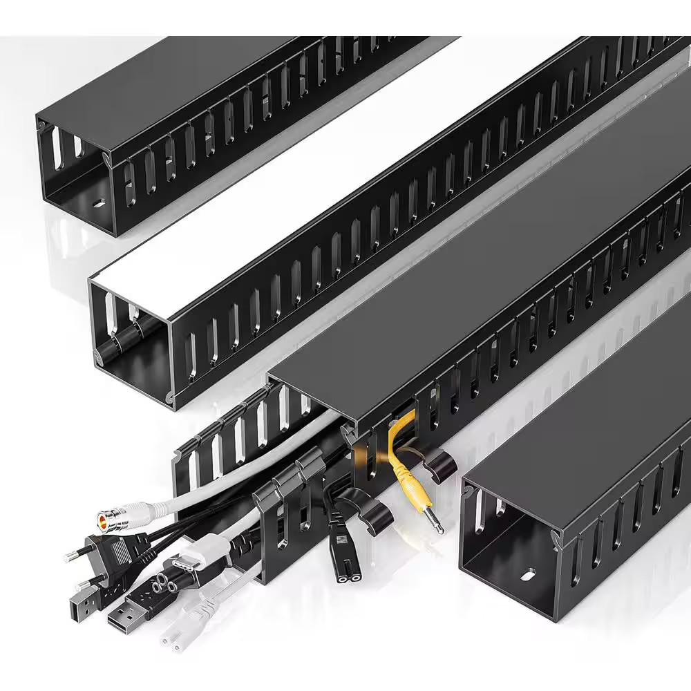 Large Capacity Cable Raceway Desk Wire Organizer Black for Cord Management and C