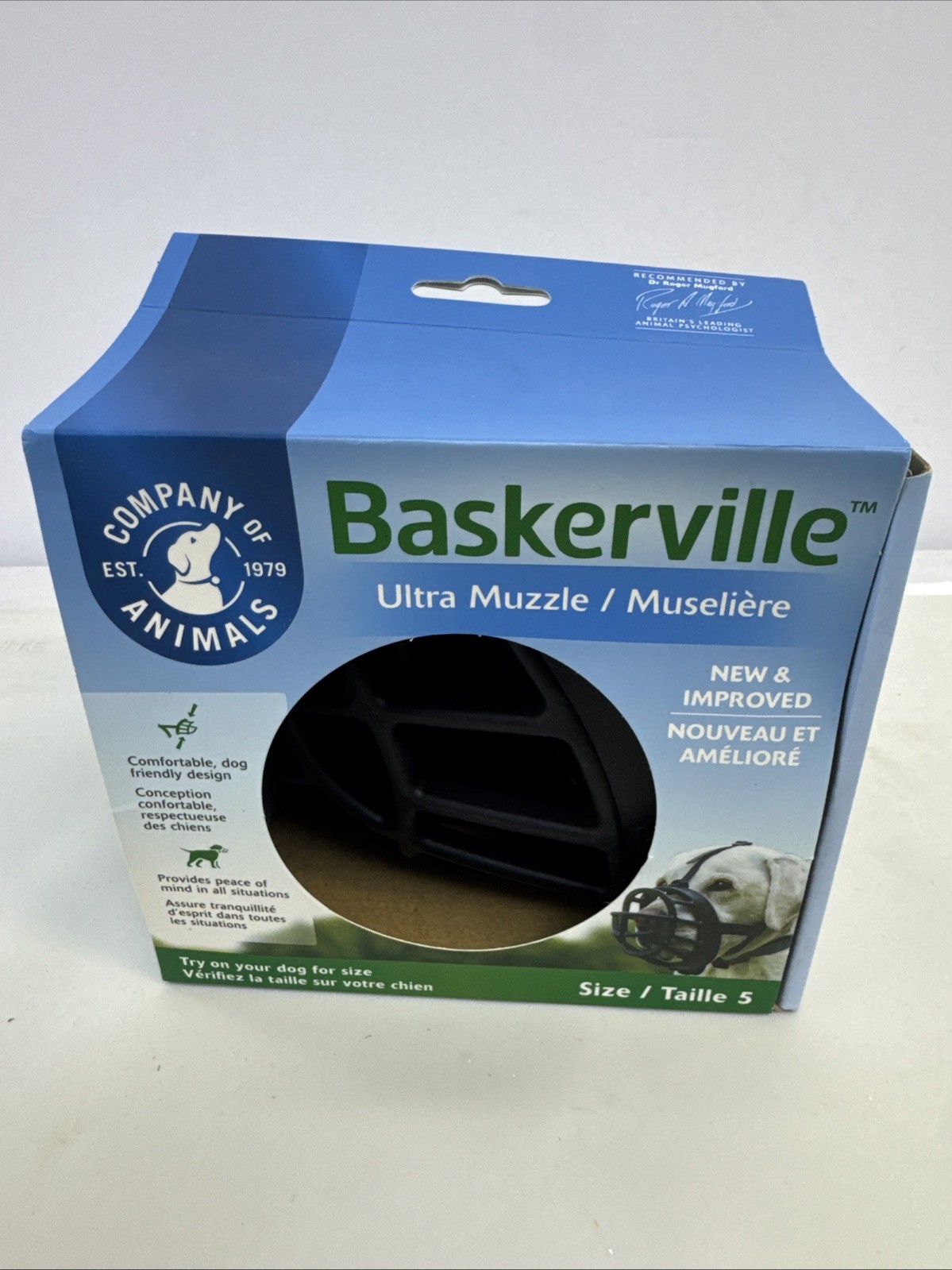 Baskerville Ultra Muzzle Comfortable, Dog Friendly Design for Size 5 Dogs OB