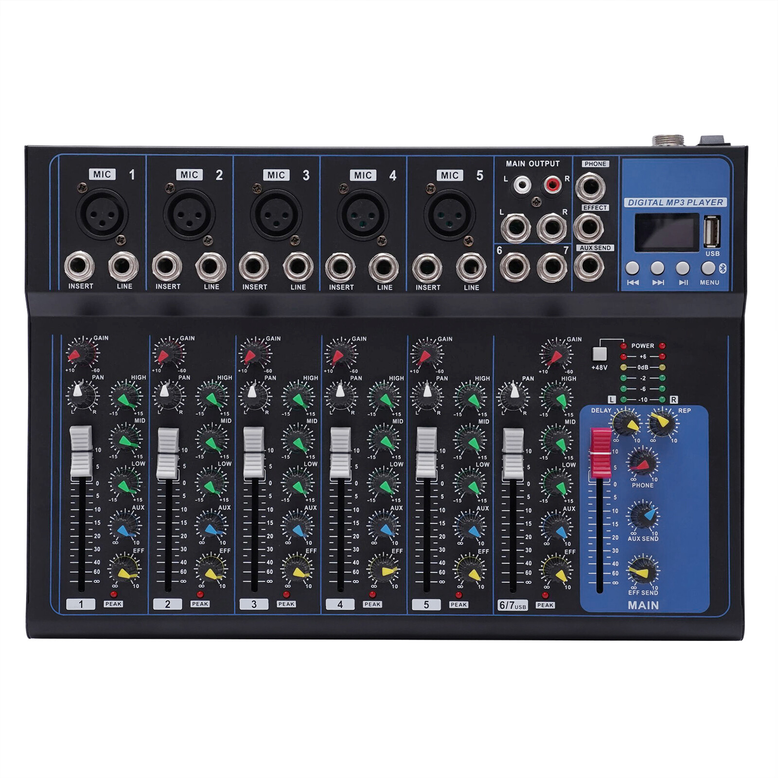 Channel Mixing Console Sound Live Studio Audio Mixer USB Bluetooth US