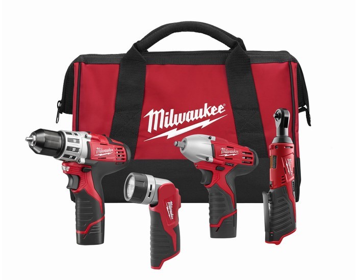NEW Milwaukee 2493-24 M12 Cordless LITHIUM-ION 4 Tool Combo Kit