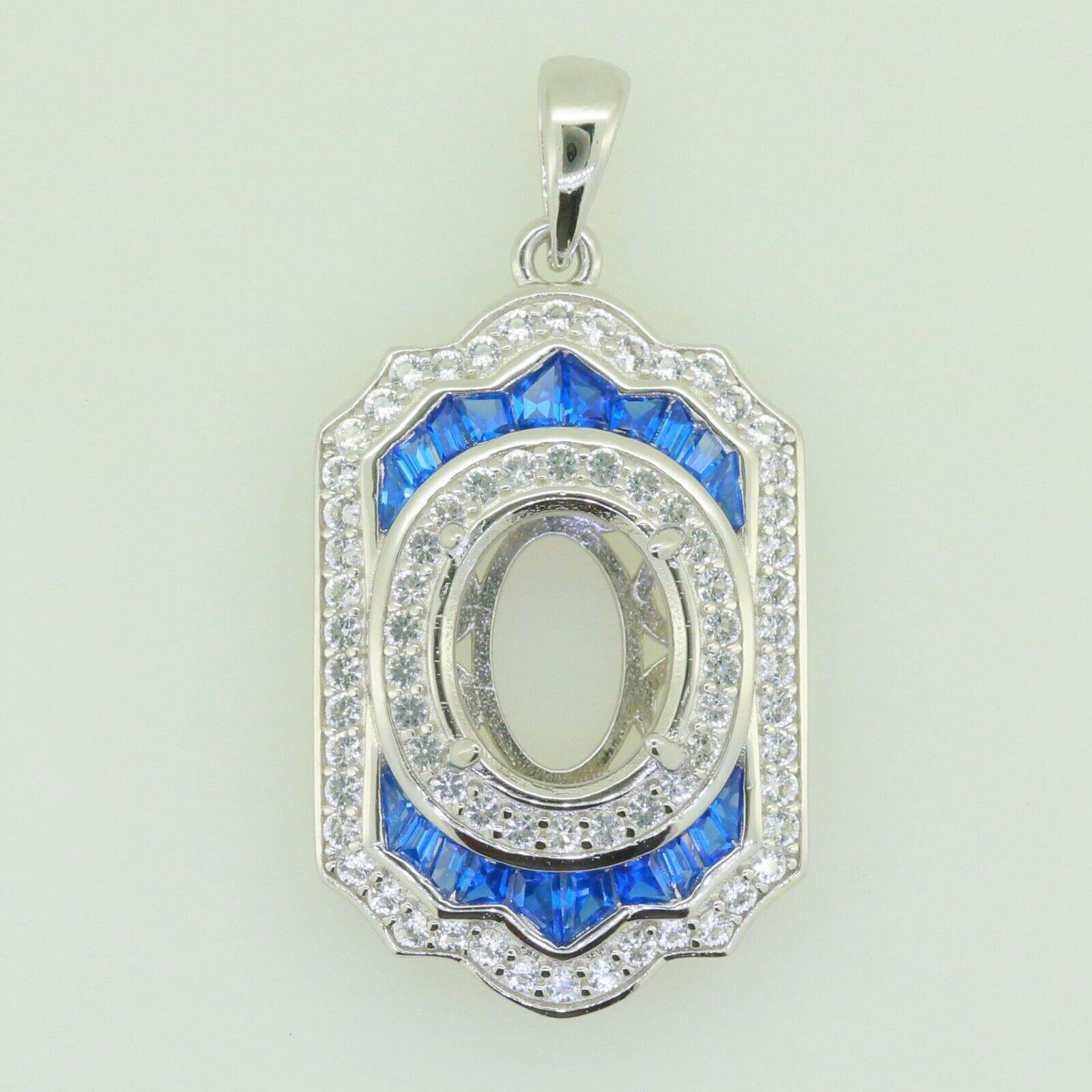 Sterling Silver Semi Mount Pendant Setting Oval OV 11x9mm