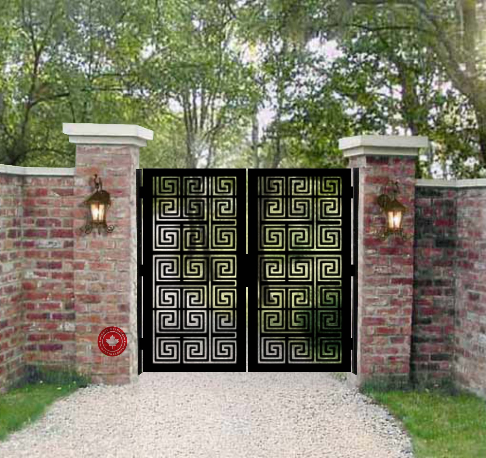 Laser Cut Steel Gate 36"x60" Powder Coated Rust Resistant Metal Entryway Gate