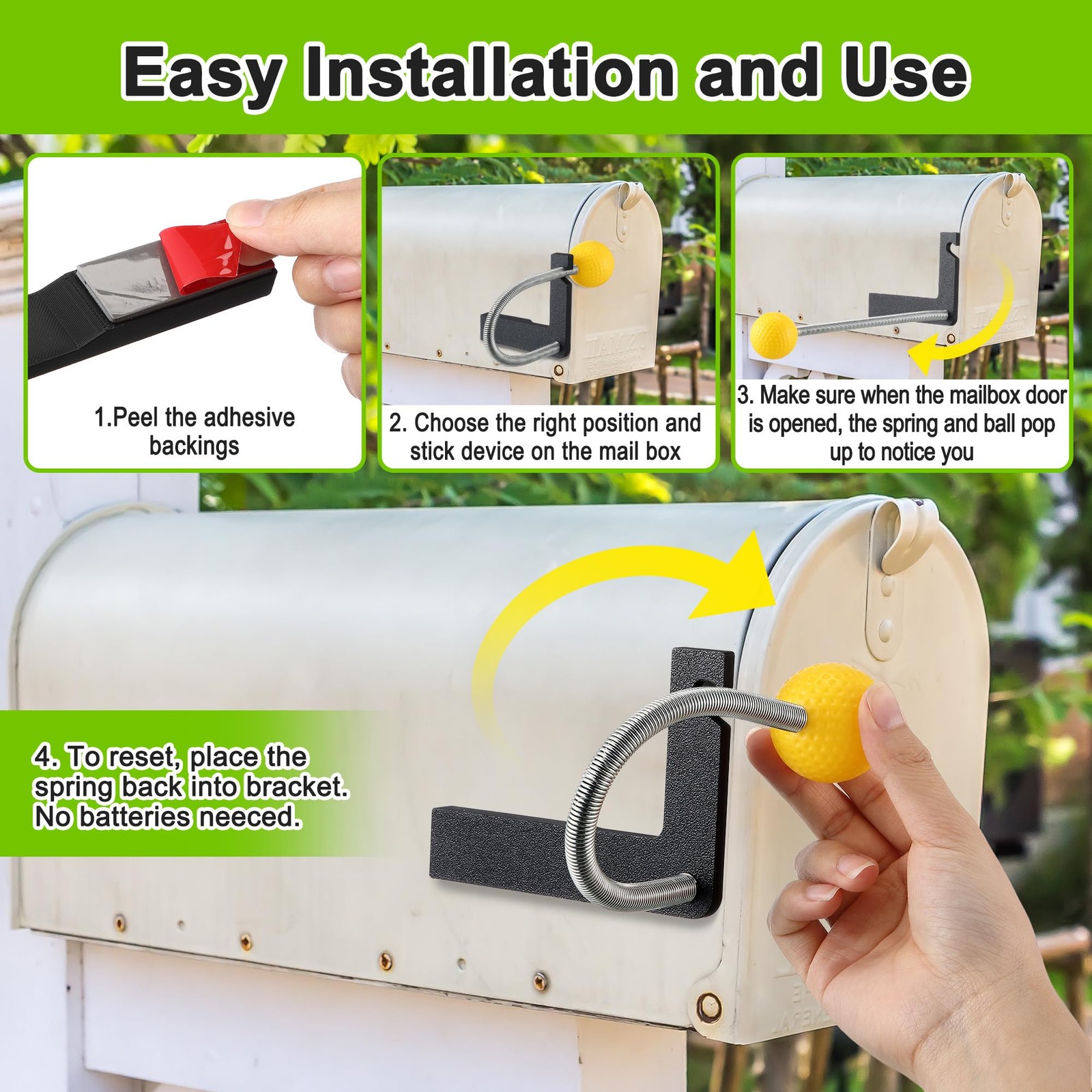 2 Pack Mailbox Notification Device, Mail Arrival Indicator Device, Mailbox Alert