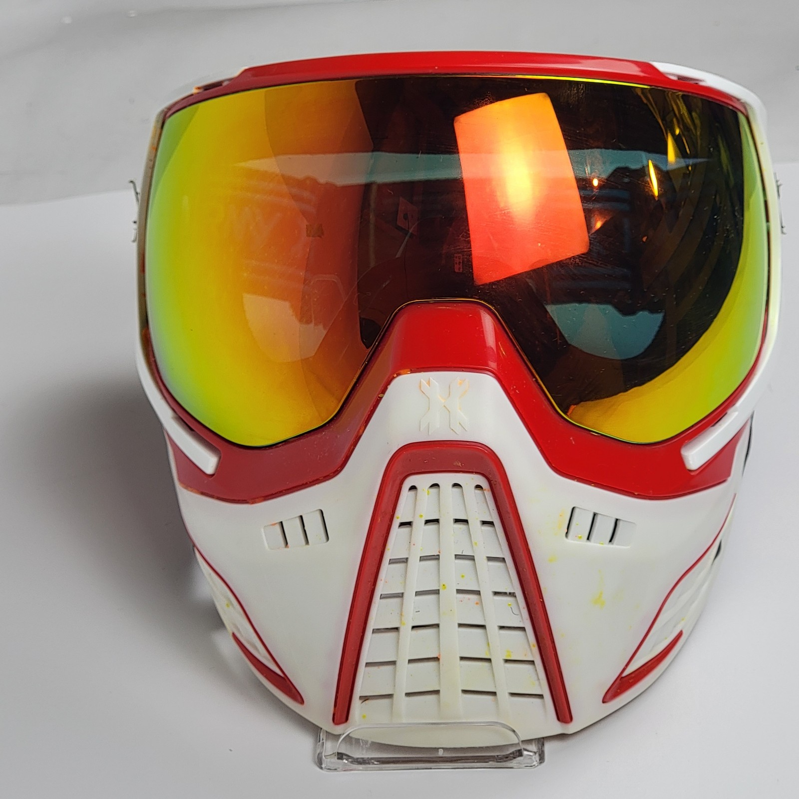 HK Army KLR Paintball Mask Red White Gold Thermal Lens with Exalt Goggle Case V3