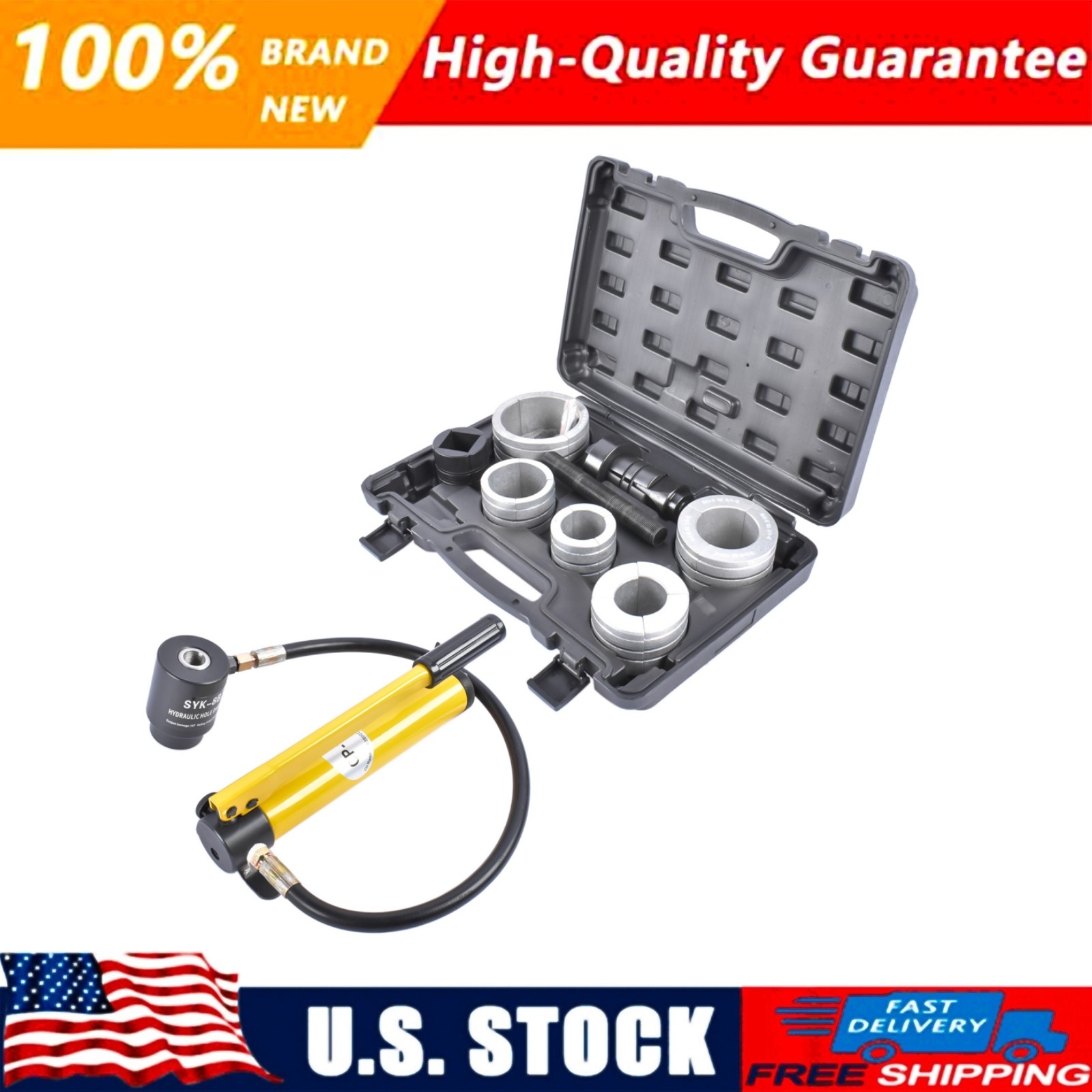 10 T Hydraulic Exhaust Pipe Stretcher Expander Kit w/Collets 1-5/8 in to 4-1/4in