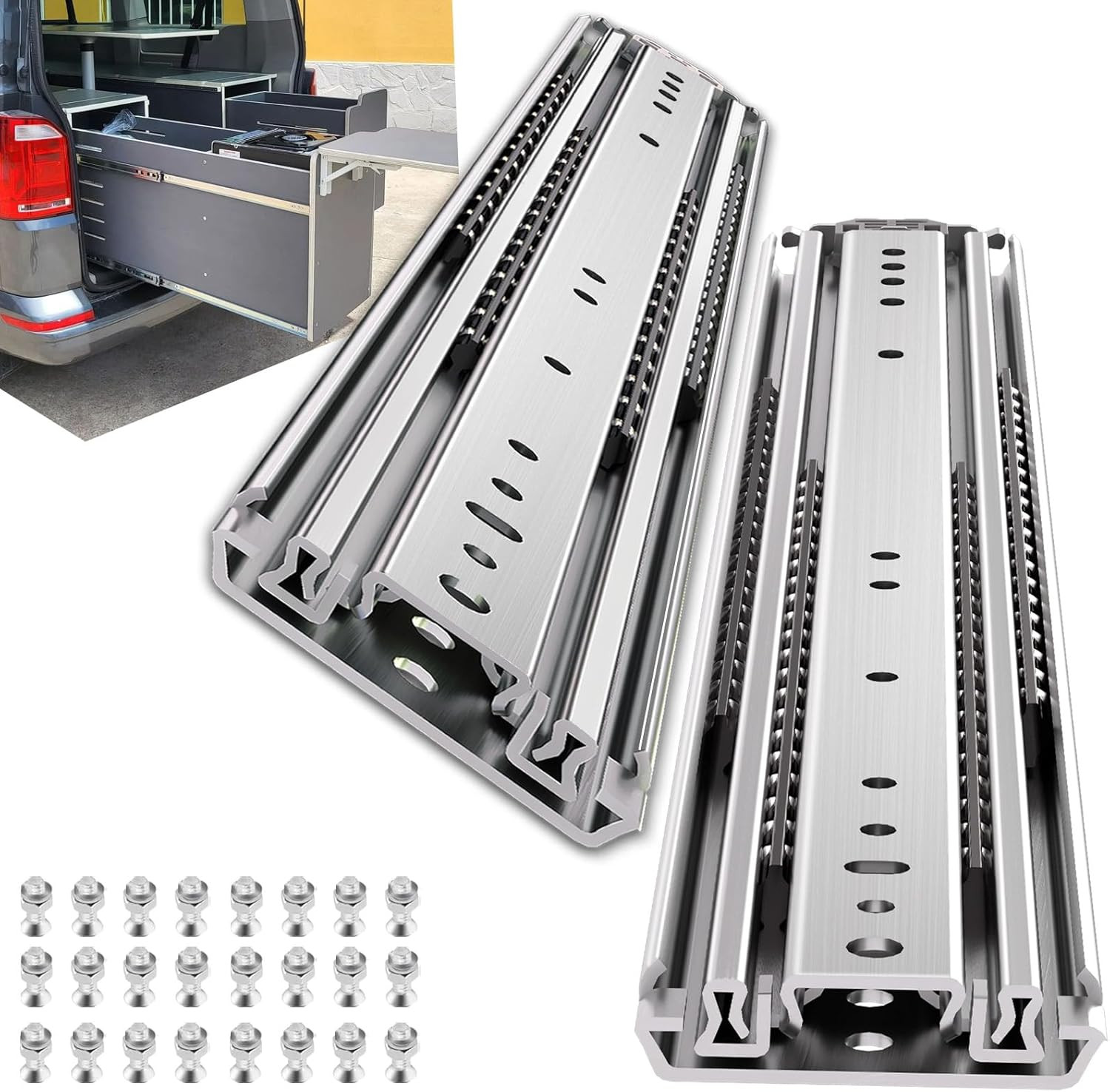 500 lb Heavy Duty Drawer Slides 16" Full Extension Ball Bearing Cabinet Rails 1