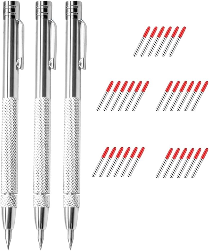 3PCS Tungsten Carbide Scriber with Magnet, Extra 30 3ps+30RMT, Black