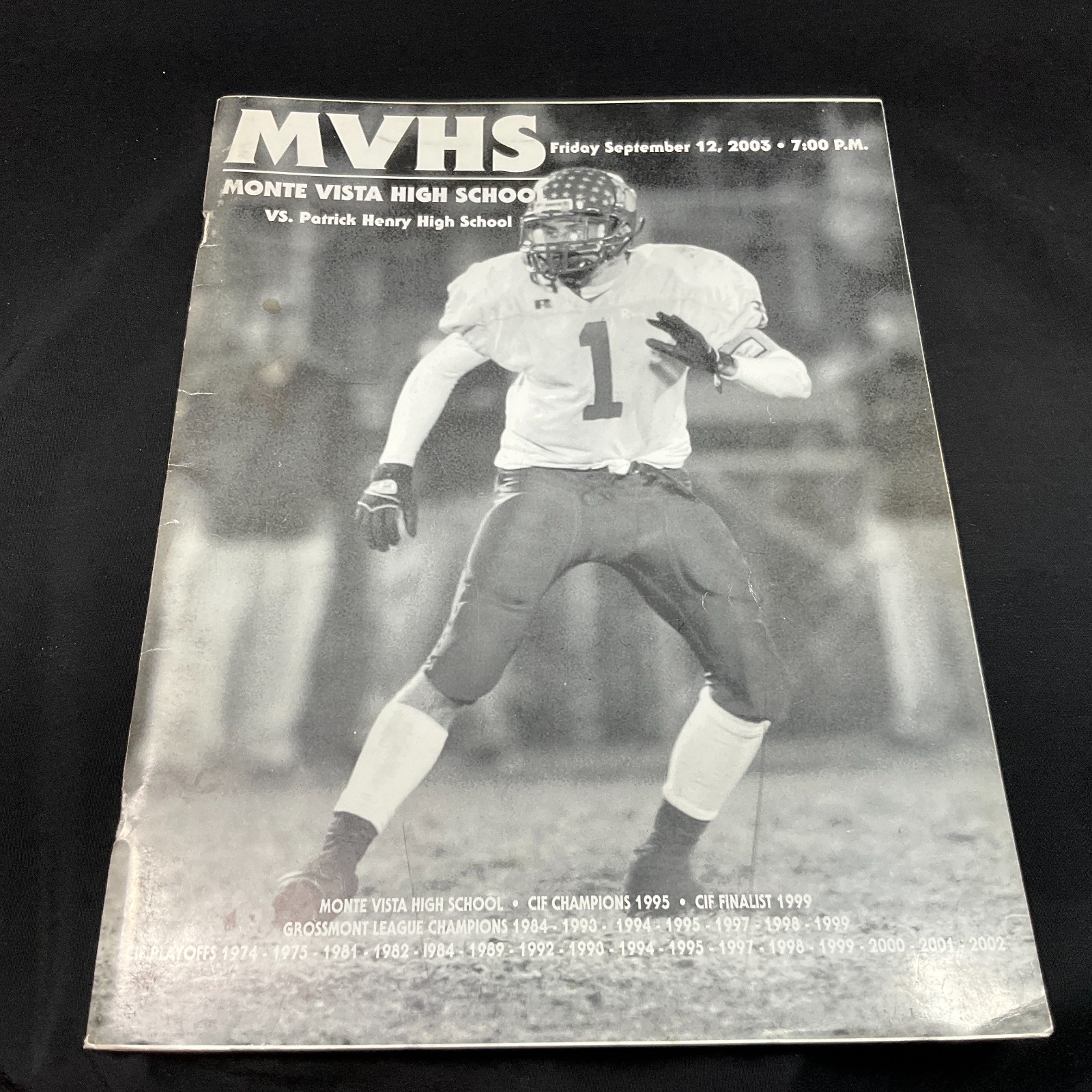 Monte Vista High School v Patric Henry Football Game Program Sep 12, 2003 SD, CA