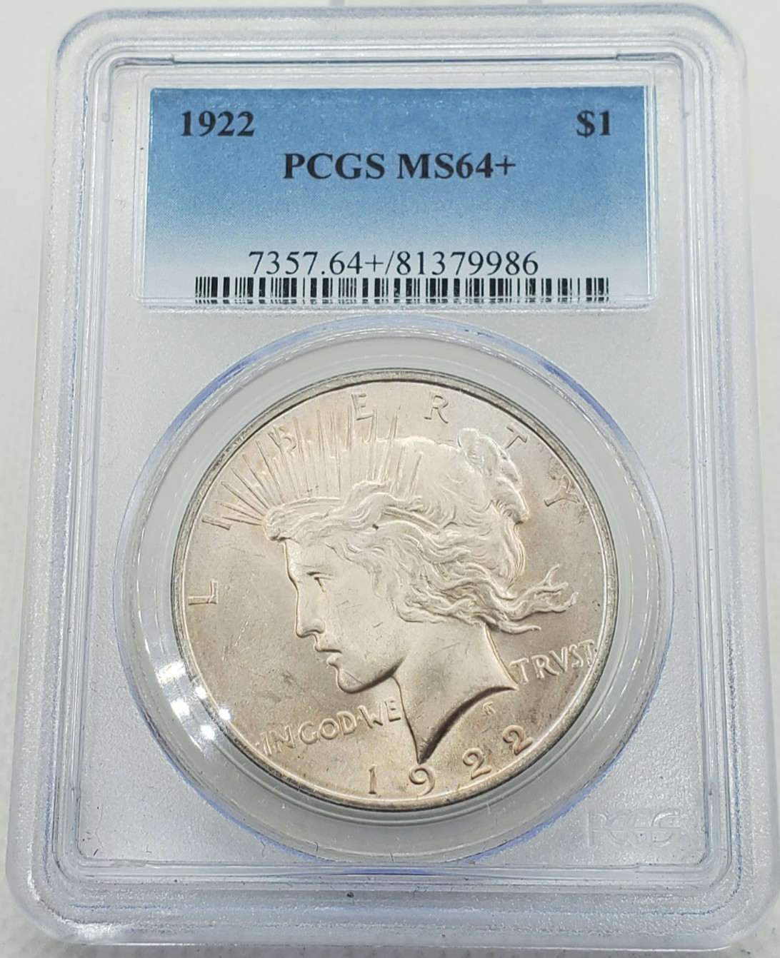 1922 Peace Silver Dollar PCGS MS64+