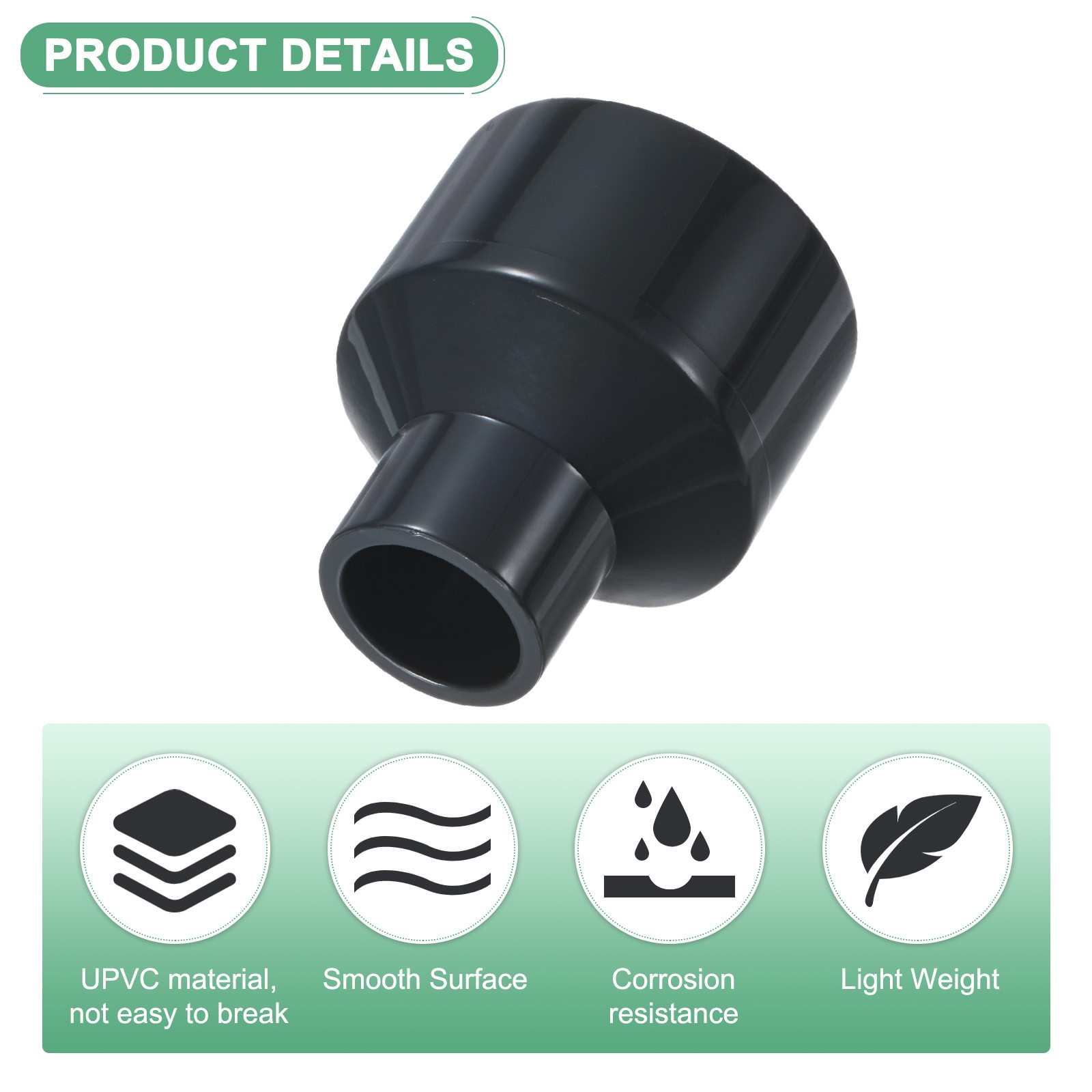 4-Pack UPVC Reducer Pipe Fitting, DN32*15 Reducing Coupling Connector, Grey