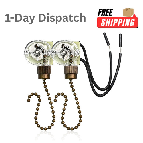 Zing Ear ZE-109 Ceiling Fan Pull Chain Switch 2PCS On-Off Lamp Light Replacement