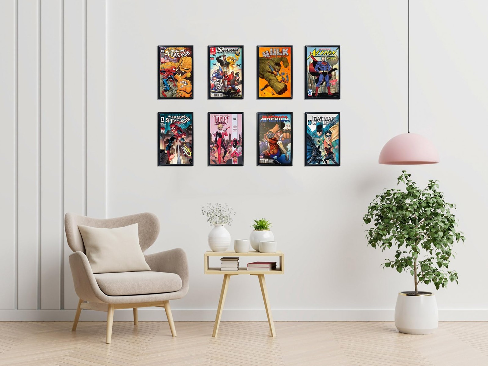 4 Pack Black Comic Book Frames - 6.75x10.25, UV Protection, Fits Standard Comics