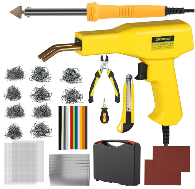Kit Soldador Plástico 2 en 1 con 1000 Grapas para Reparar Parachoques ABS PP