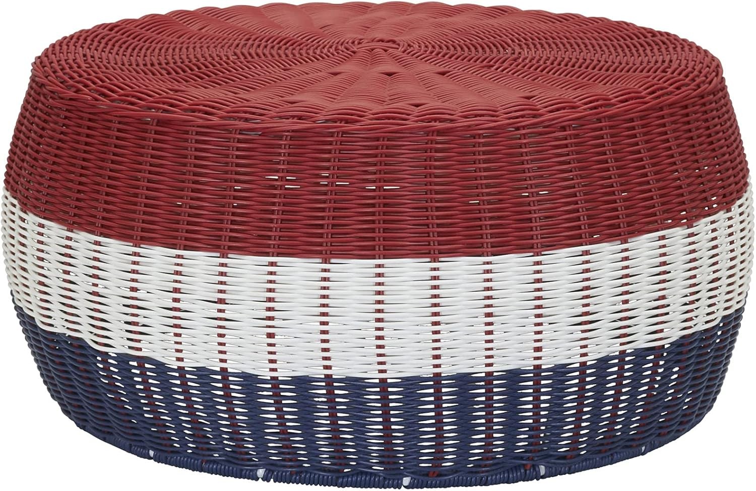 Handwoven Resin Storage Stool Ottoman 16" Dia. x 9" H Brown