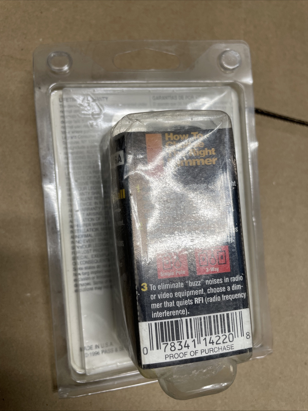 PASS & SEYMOUR IVORY SINGLE POLE DIAL DIMMER SWITCH 143-411 600W