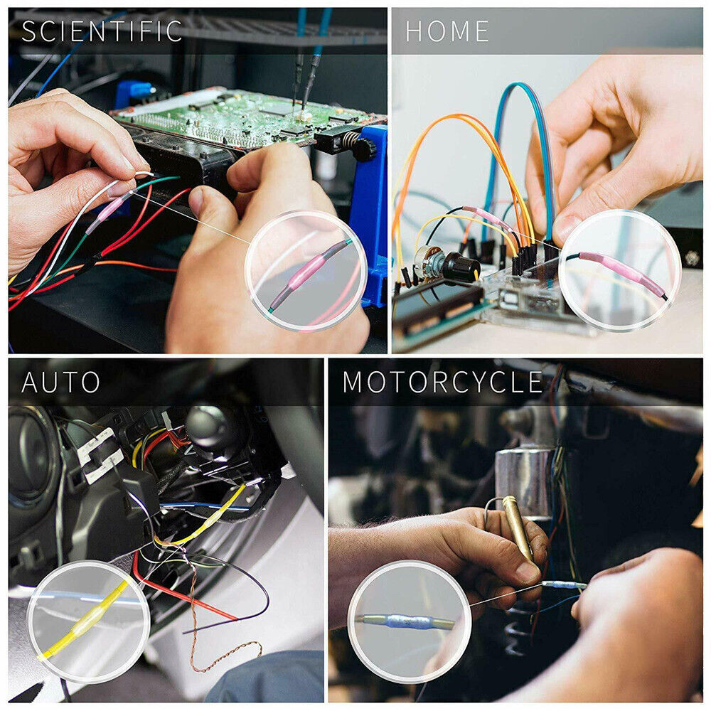 200PCS Waterproof Heat Shrink Butt Wire Splice Crimp Connectors Terminals Kit US