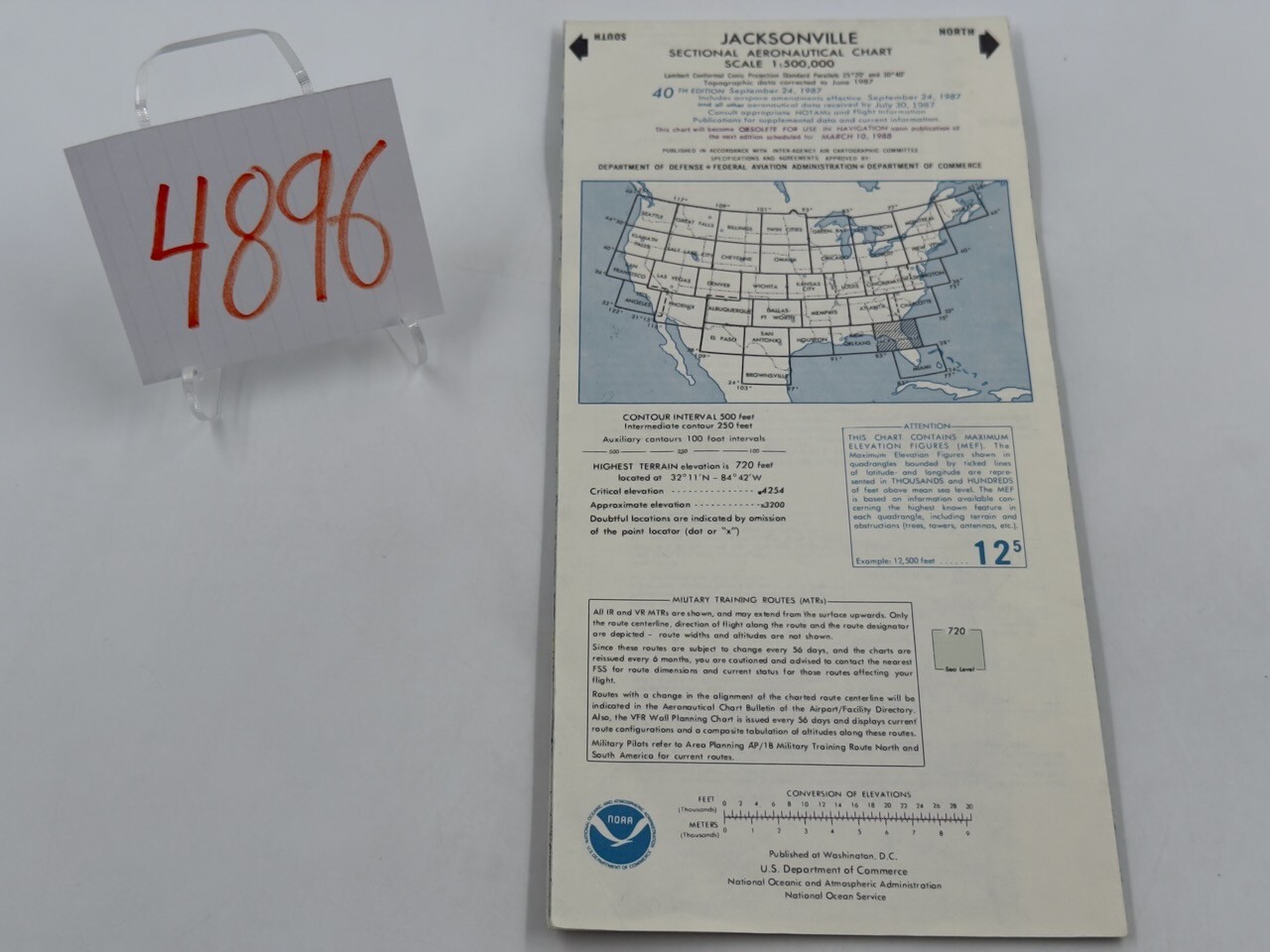 NOAA Sectional Aeronautical Chart, Scale 1:500,000 - Jacksonville, 40th Ed 1987