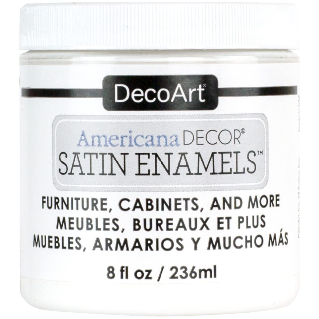 DecoArt Satin Enamels Acrylic Paint, 8 fl. 8 Fl Oz (Pack of 1), Pure White