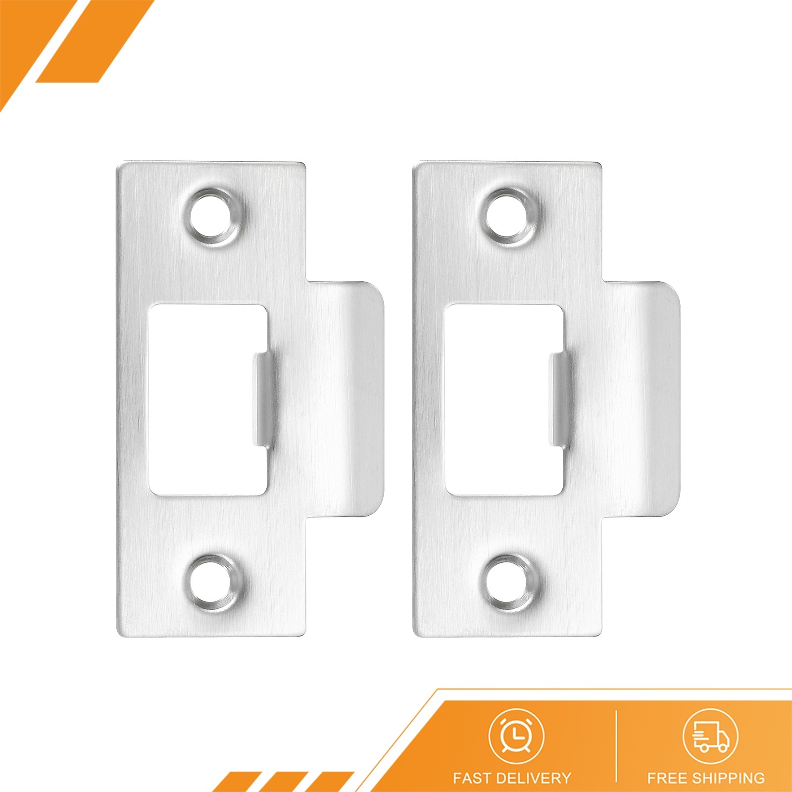 2 Pack 2-3/4" Stainless T Strike Door Lock Strike Plate Silver
