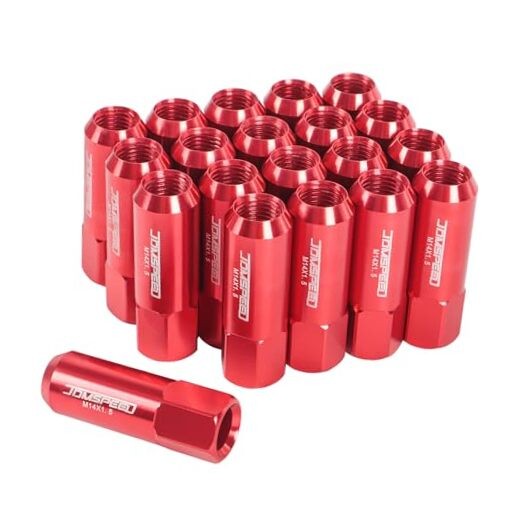 New Red 20PCS M14X1.5 60MM Extended Forged Aluminum Tuner Racing Lug Nut red