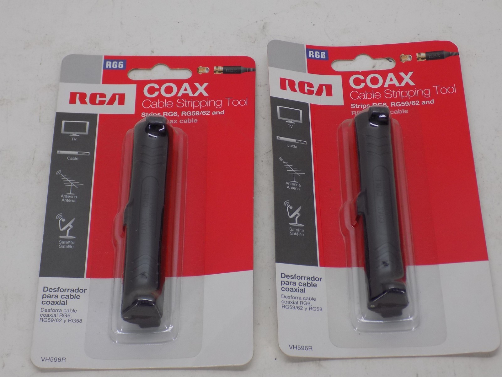 LOT OF 2 NEW RCA RG-6 & RG-59 Plastic Coaxial Cable Stripper VH596R RCA VH596R