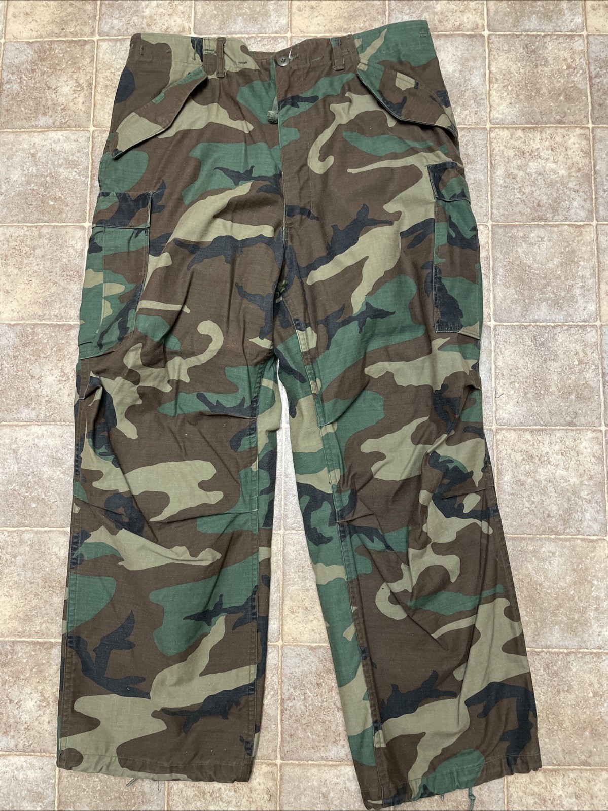 Vintage US Military Pants Men Large Camo Cold Weather Field Woodland Talon Wide