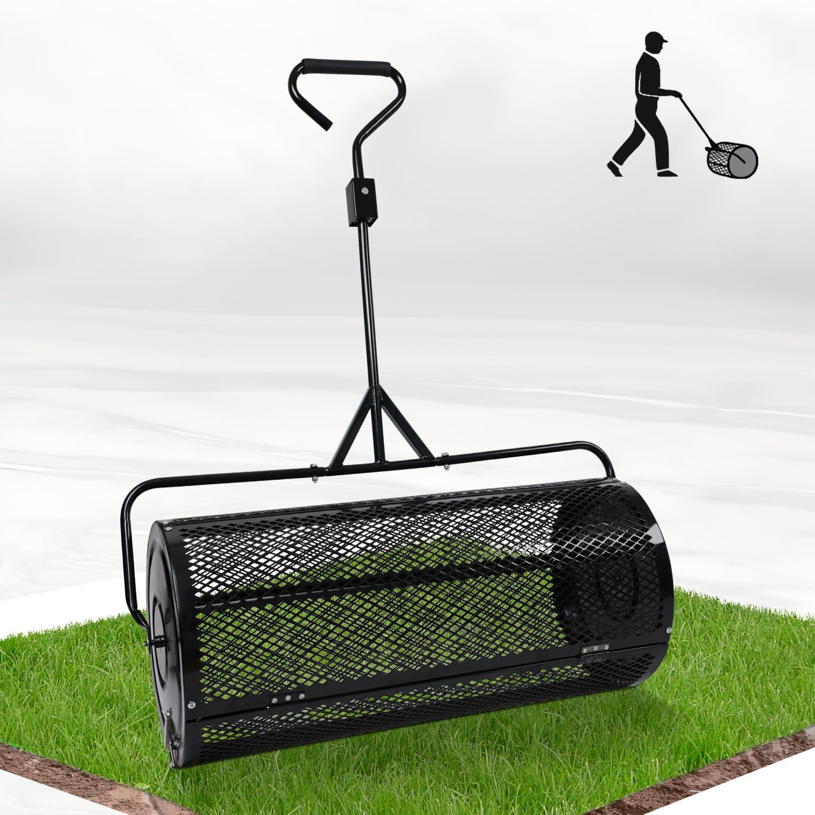 Compost Spreader 36 Inch Push/Tow Peat Moss Spreader with Installation Suppor...