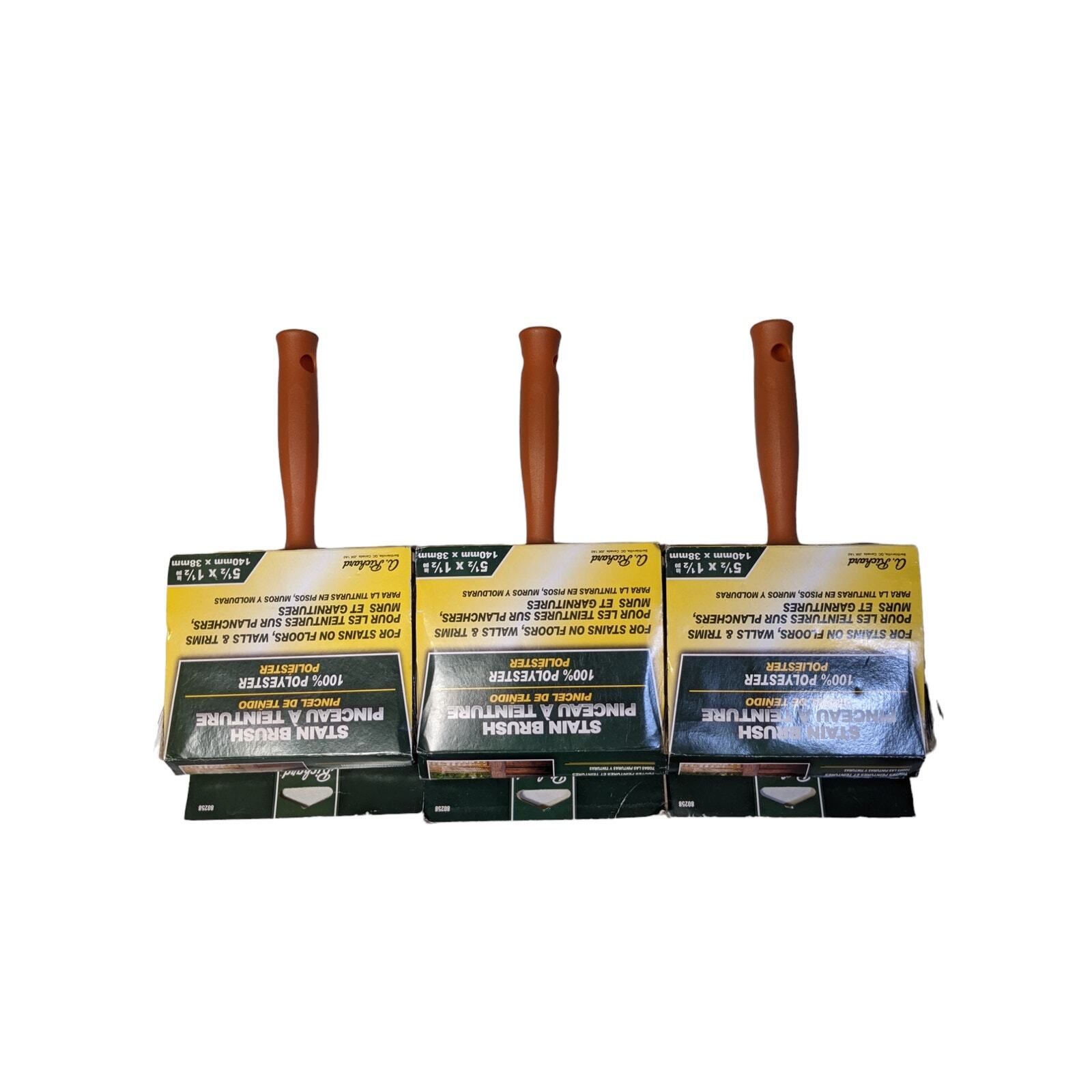 3x A.Richard Stain Brush 5.5" x 1.5" Polyester - For Walls, Floors & Trims
