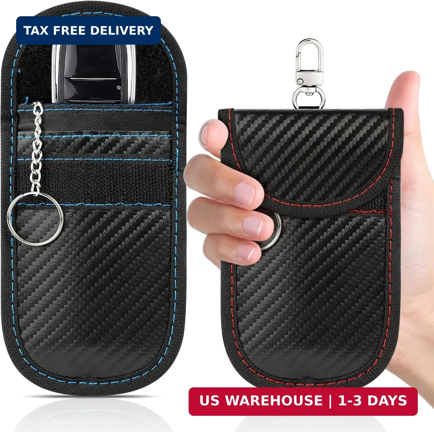 2 Pack Faraday Car Key Pouch, RFID Signal Blocking Fob Protector