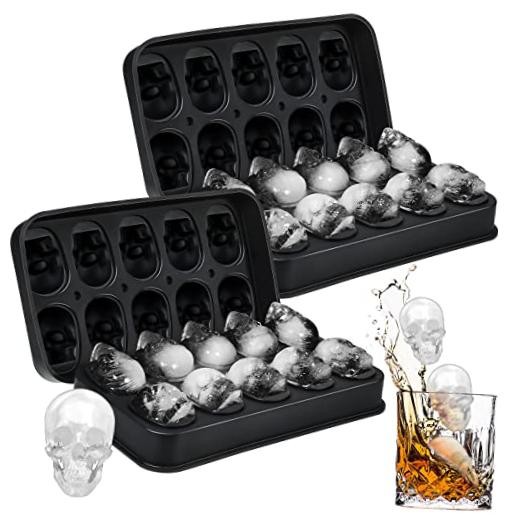 Pack Silicone Skull Ice Cube Maker Mold Flexible Skull Ice Cube Tray 2 Black