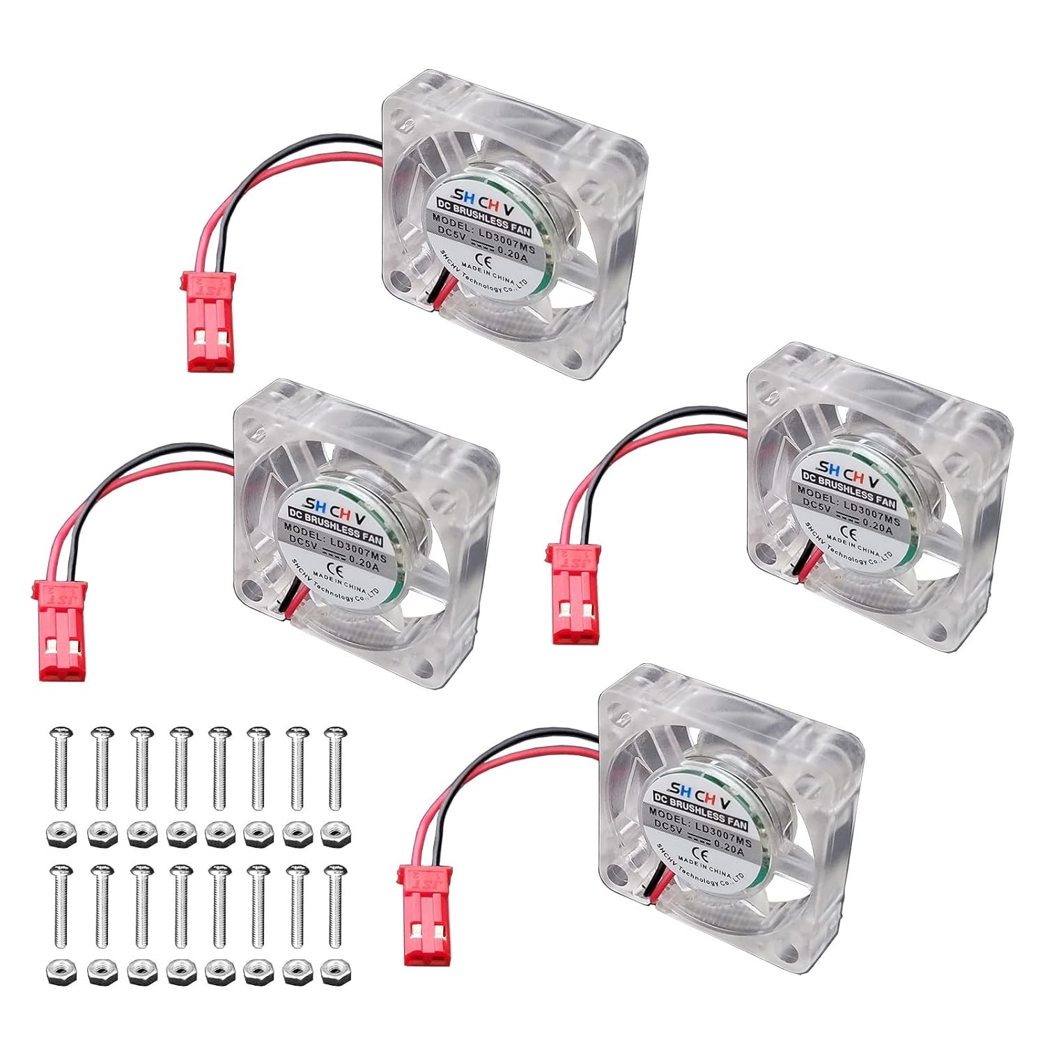 4Pcs 0.25A DC 5V Cooling Radiator Fans 30x30mm LED Blue Light Brushless CPU...