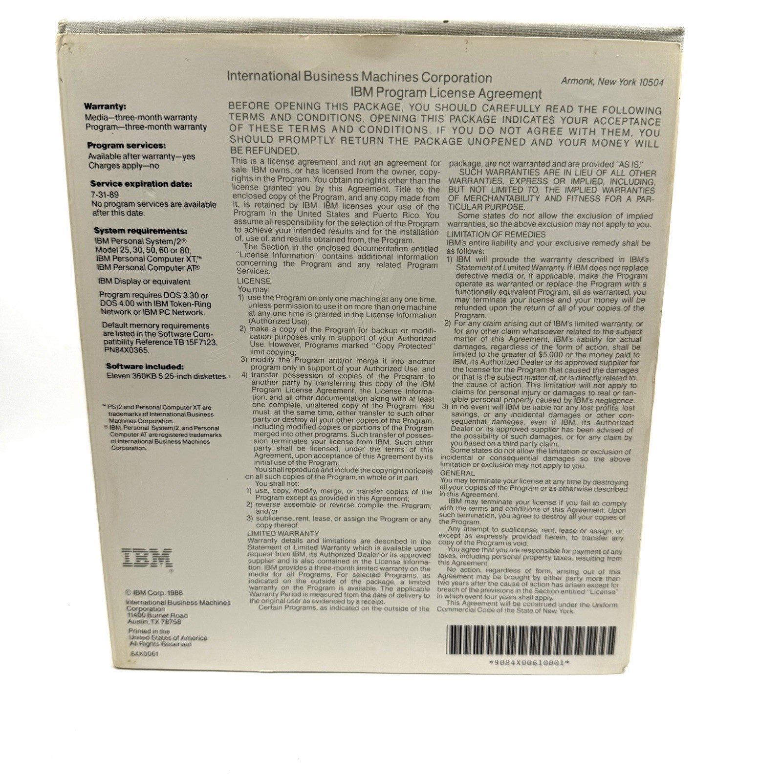 IBM PC Local Area Network Program v1.30 5.25" Floppy Disks DOS 84X0061