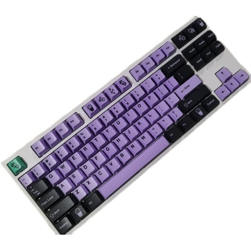 Taro Purple Black Thene Keycap Set For Mechanical Keyboard 2U 1.75U Shift