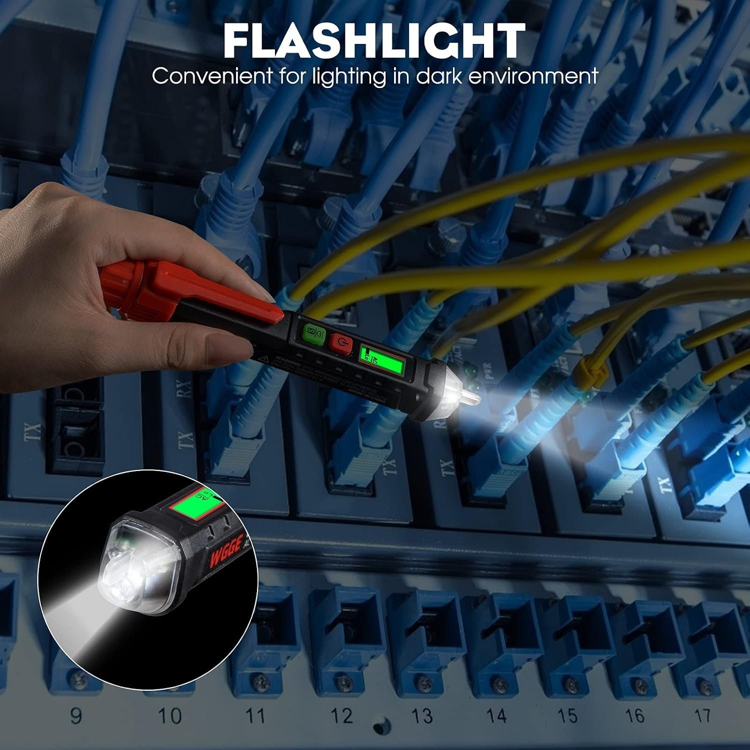 AC Voltage Tester with Smart Alerts and Built-In Flashlight for Easy Detection