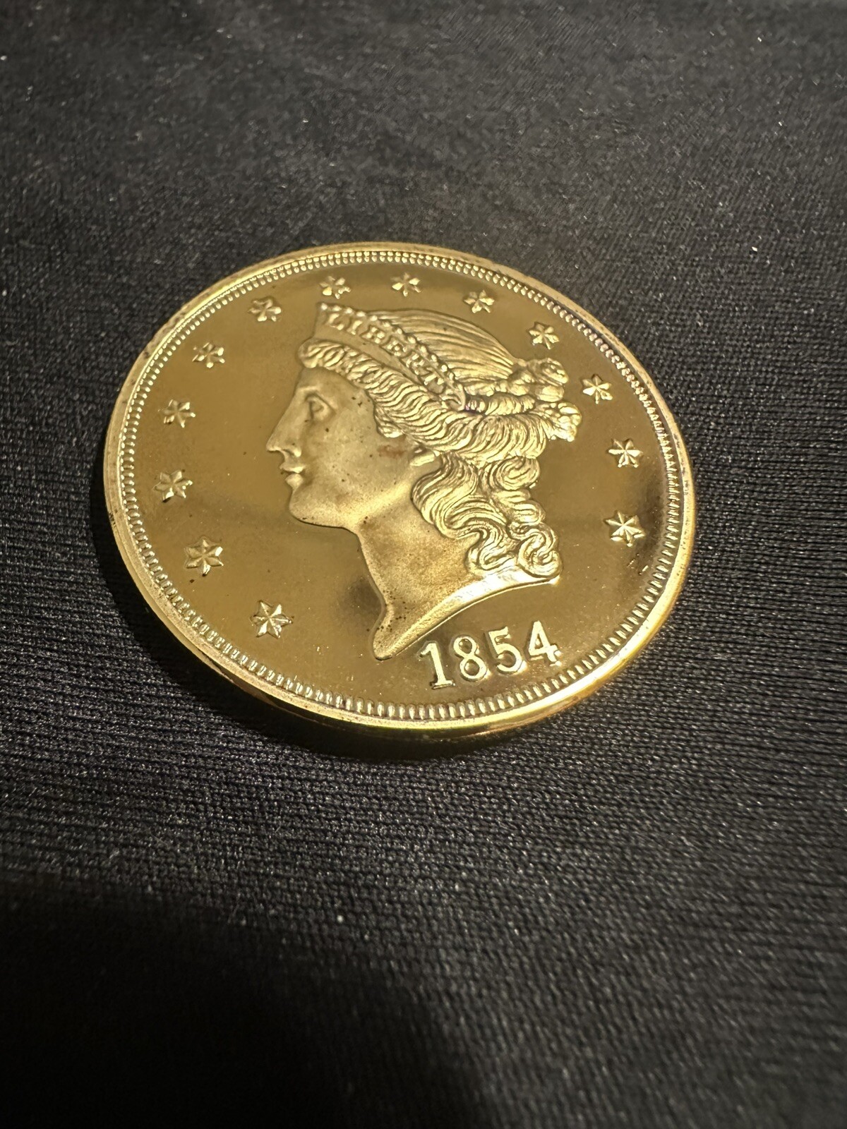 1854 Double Eagle 24k Gold Plated $20 GOLD COPY CLAD PROOF COIN(Tribute Proof)