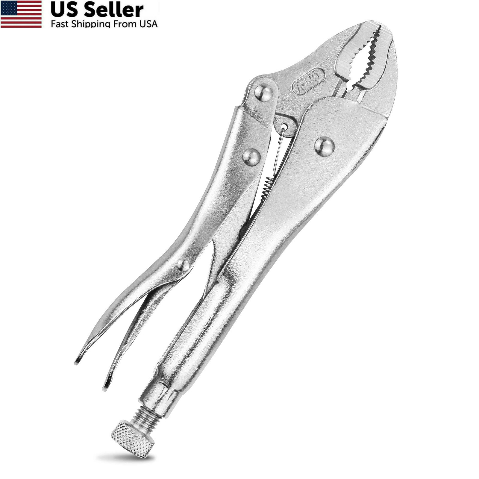 YIYITOOLS Original Locking Pliers with Wire Cutter, Curved Jaw, Silver