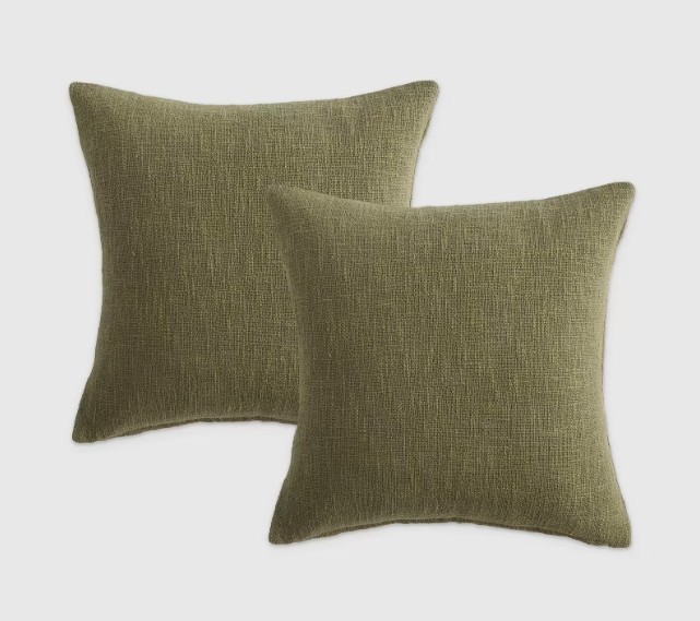 Quince Set Of Cotton Slub Pillow Covers 20 X 20" 3 Color Choices - 2 Pc Set