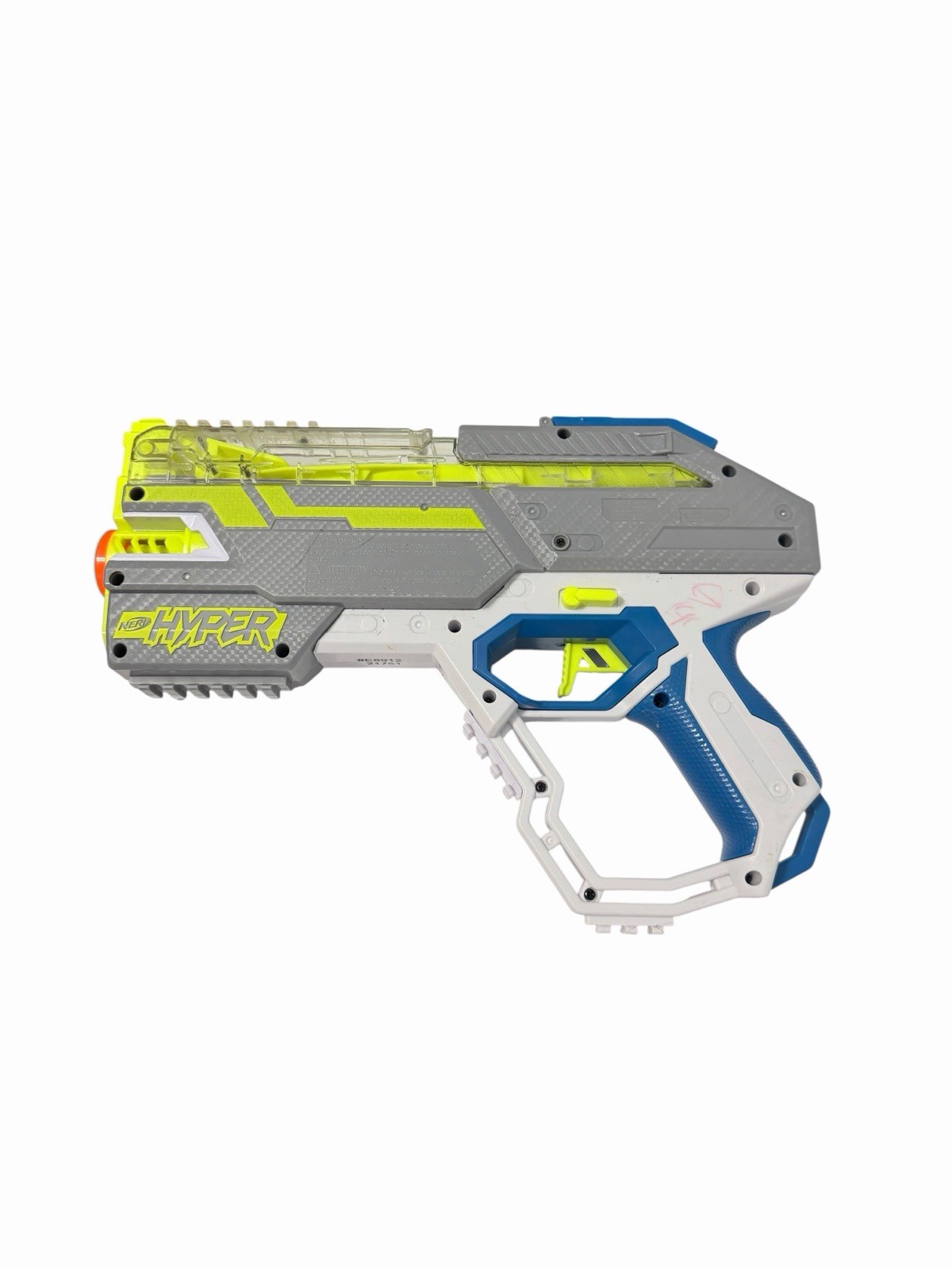 Nerf Hyper Rush 40 Pump Action Blaster White Gray Blue Excellent Used Condition