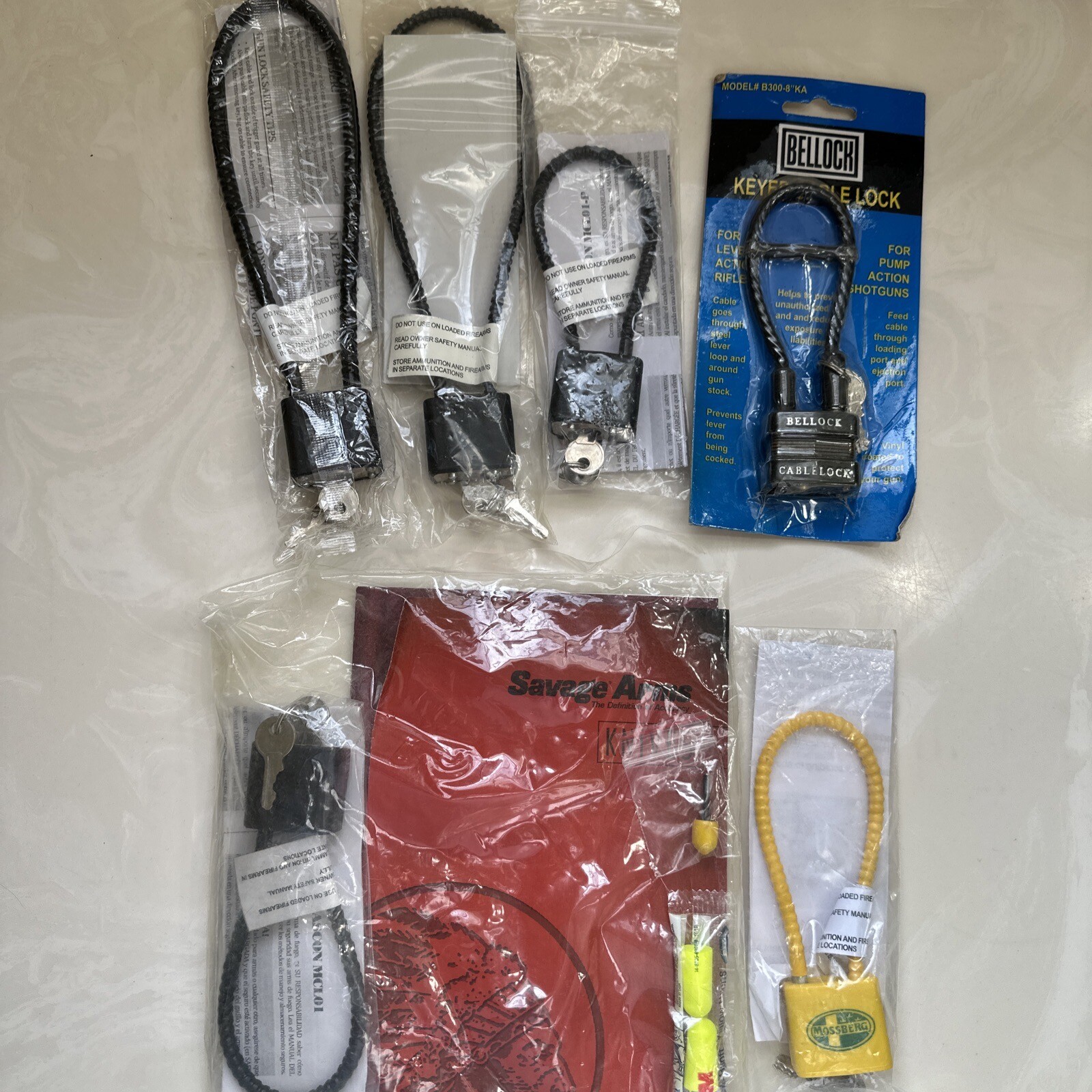 Cable Locks, Lot Of 6. Multiple Sizes.